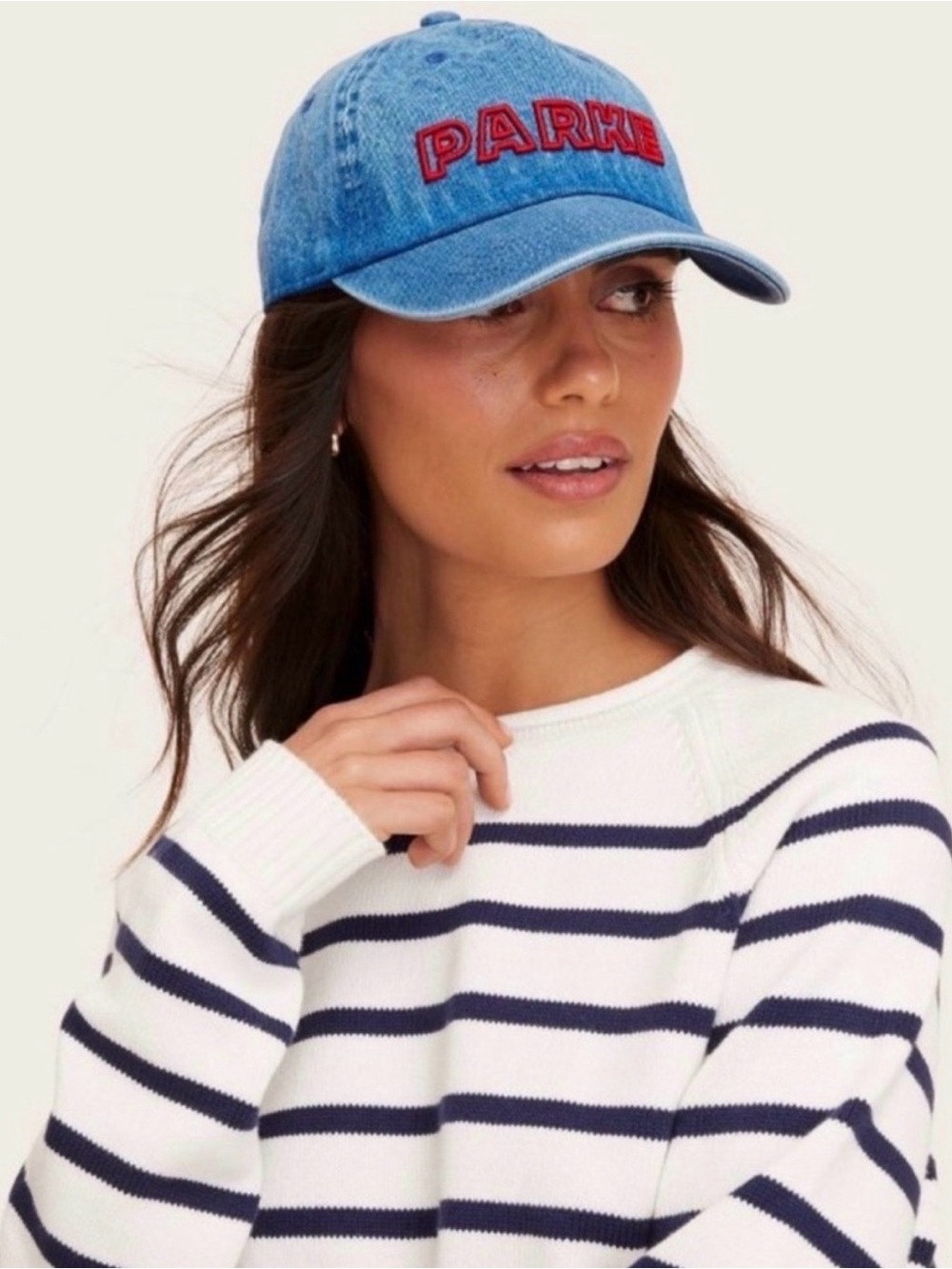 Parke Embroidered Denim Baseball Cap - Blue